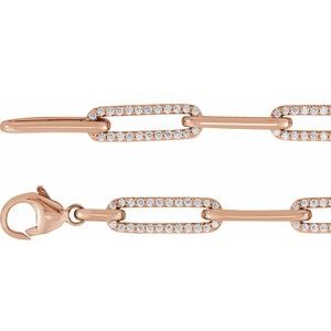 14K Rose Gold 1 CTW Lab-Grown Diamond Link 7" Bracelet