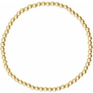 14K Yellow Gold-Filled 3 mm Elastic Bead 6 1/2" Bracelet