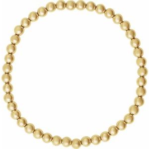 14K Yellow Gold-Filled 4 mm Elastic Bead 6 1/2" Bracelet