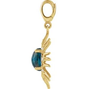 14K Yellow Gold Natural London Blue Topaz & 1/10 CTW Natural Diamond Sun Charm/Pendant