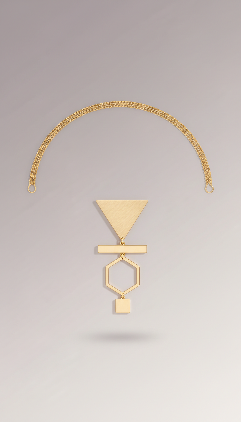 Geometric 18k gold pendant necklace