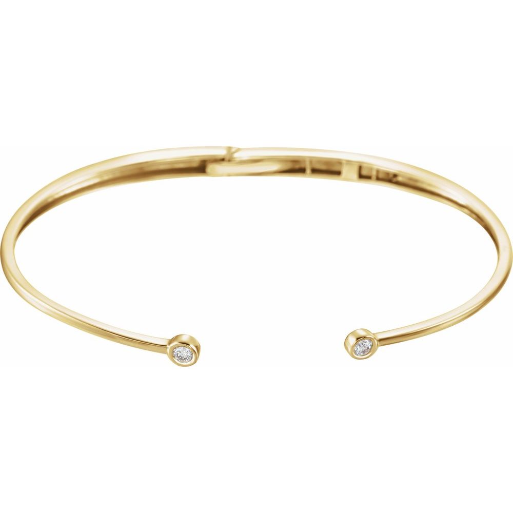 14K Yellow 1/6 CTW Natural Diamond Hinged Cuff 7" Bracelet