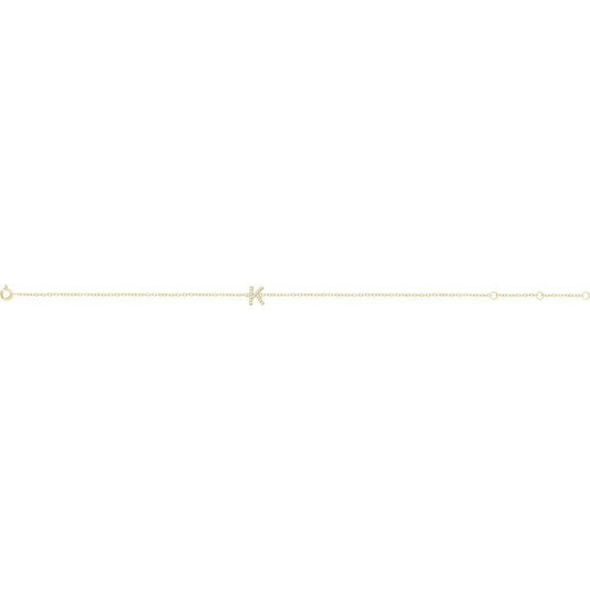 14K Yellow .05 CTW Natural Diamond Initial K 6-7" Bracelet