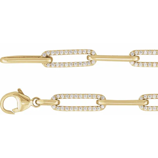 Ozoara & Co. diamonds and gold paper clip bracelet