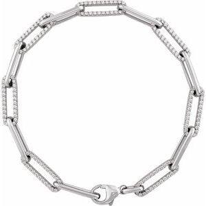 14K White Gold 1 CTW Lab-Grown Diamond Link 7" Bracelet