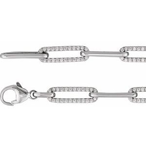 Sterling Silver 1 CTW Lab-Grown Diamond Link 7" Bracelet