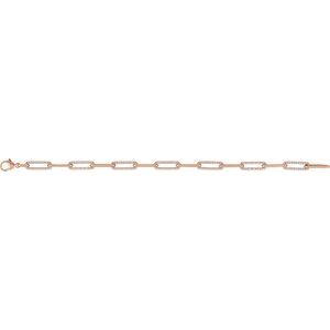 14K Rose Gold 1 CTW Lab-Grown Diamond Link 7" Bracelet