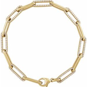 14K Yellow Gold Vermeil 1 CTW Lab-Grown Diamond Link 7" Bracelet