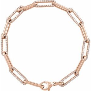 14K Rose Gold 1 CTW Lab-Grown Diamond Link 7" Bracelet