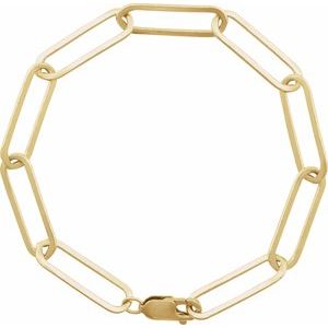 14K Yellow Gold 6.2 mm Paperclip-Style 7" Chain
