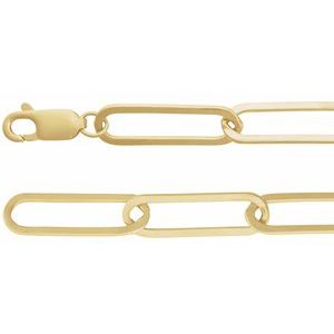 14K Yellow Gold 6.2 mm Paperclip-Style 7" Chain