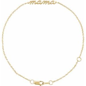 14K Yellow Gold Mama 6 1/2-7 1/2" Bracelet