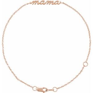 14K Rose Gold Mama 6 1/2-7 1/2" Bracelet