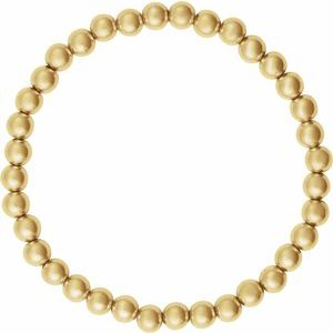 14K Yellow Gold-Filled 5 mm Elastic Bead 6 1/2" Bracelet