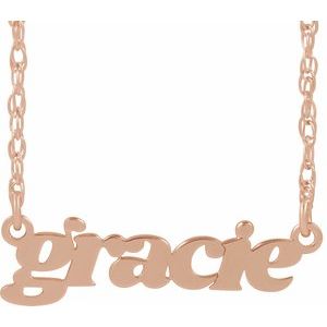 14K Rose Gold-Plated Sterling Silver Retro Nameplate 16-18" Necklace