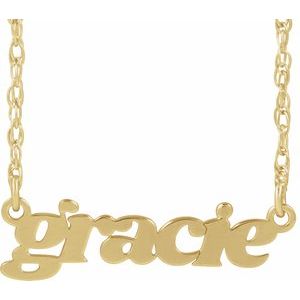 14K Yellow Gold-Plated Sterling Silver Retro Nameplate 16-18" Necklace