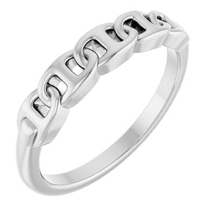 14K White Gold Anchor Chain Link Ring