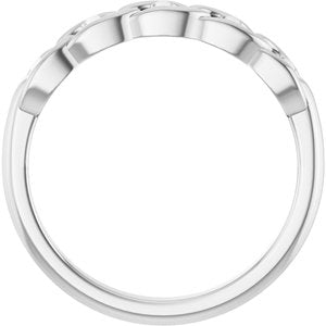 14K White Gold Anchor Chain Link Ring