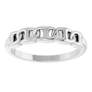 Platinum Anchor Chain Link Ring