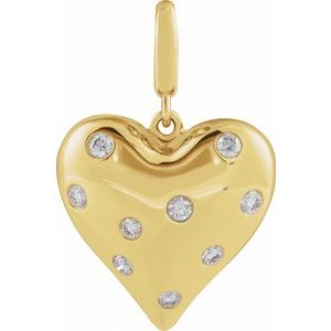 14K Yellow Gold 1/6 CTW Natural Diamond Puffy Heart Charm/Pendant
