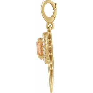 14K Yellow Gold Natural Citrine & 1/10 CTW Natural Diamond Halo-Style Sun Charm/Pendant