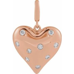 14K Rose Gold 1/6 CTW Natural Diamond Puffy Heart Charm/Pendant
