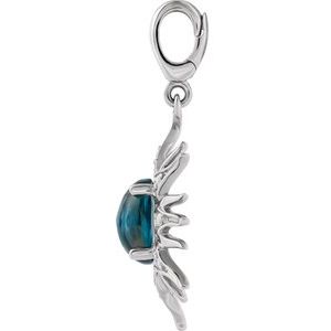 14K White Gold Natural London Blue Topaz & 1/10 CTW Natural Diamond Sun Charm/Pendant