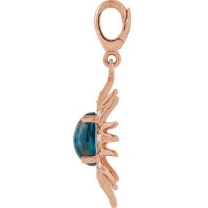 14K Rose Gold Natural London Blue Topaz & 1/10 CTW Natural Diamond Sun Charm/Pendant