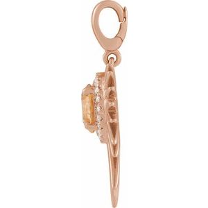 14K Rose Gold Natural Citrine & 1/10 CTW Natural Diamond Halo-Style Sun Charm/Pendant
