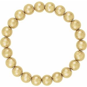 14K Yellow Gold-Filled 8 mm Elastic Bead 6 1/2" Bracelet
