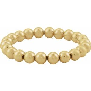 14K Yellow Gold-Filled 8 mm Elastic Bead 6 1/2" Bracelet