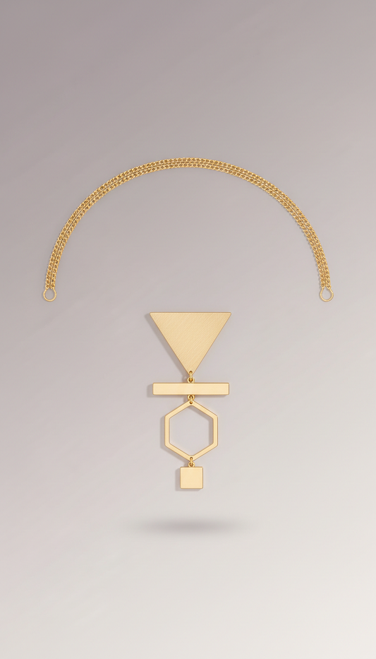 Geometric 18k gold pendant necklace