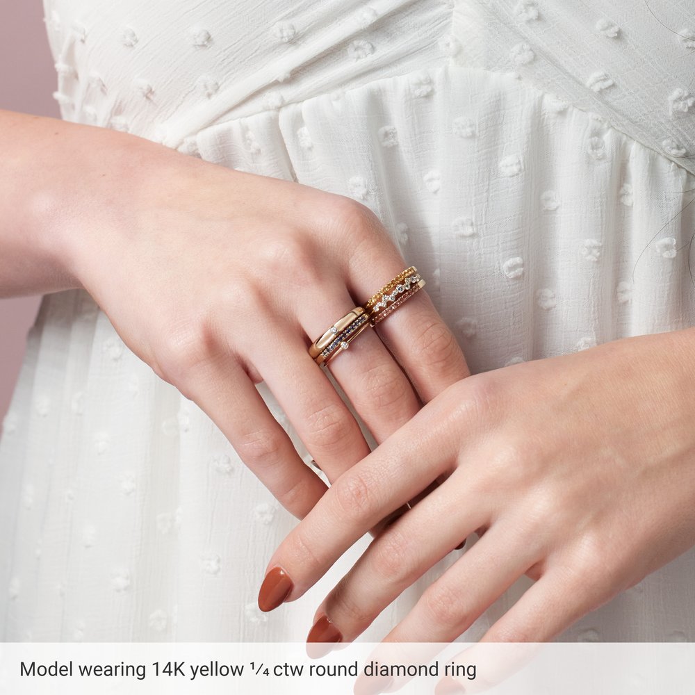 1/4 Ctw Lab-Grown Diamond 14k White Gold Scattered Stackable Ring