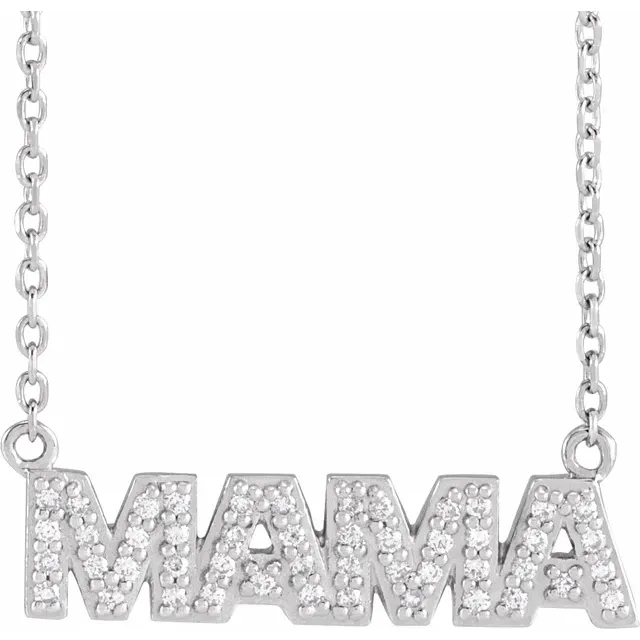 14K Yellow 1/10 Natural Diamond "Mama" 18" Necklace