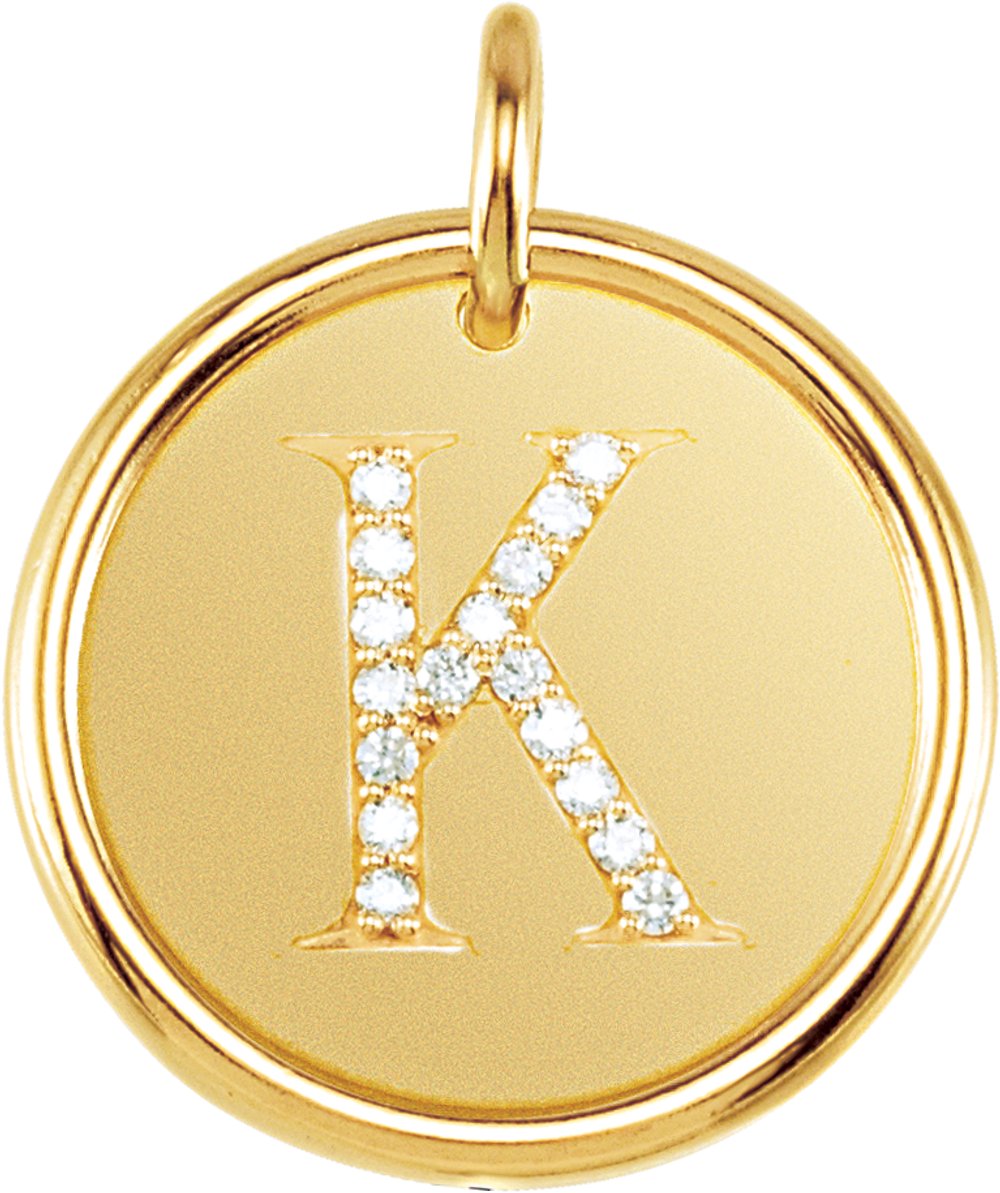 14K Yellow .08 CTW Natural Diamond Initial K Pendant