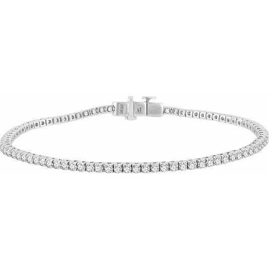 14K White 1 3/4 CTW Natural Diamond Line 7" Bracelet