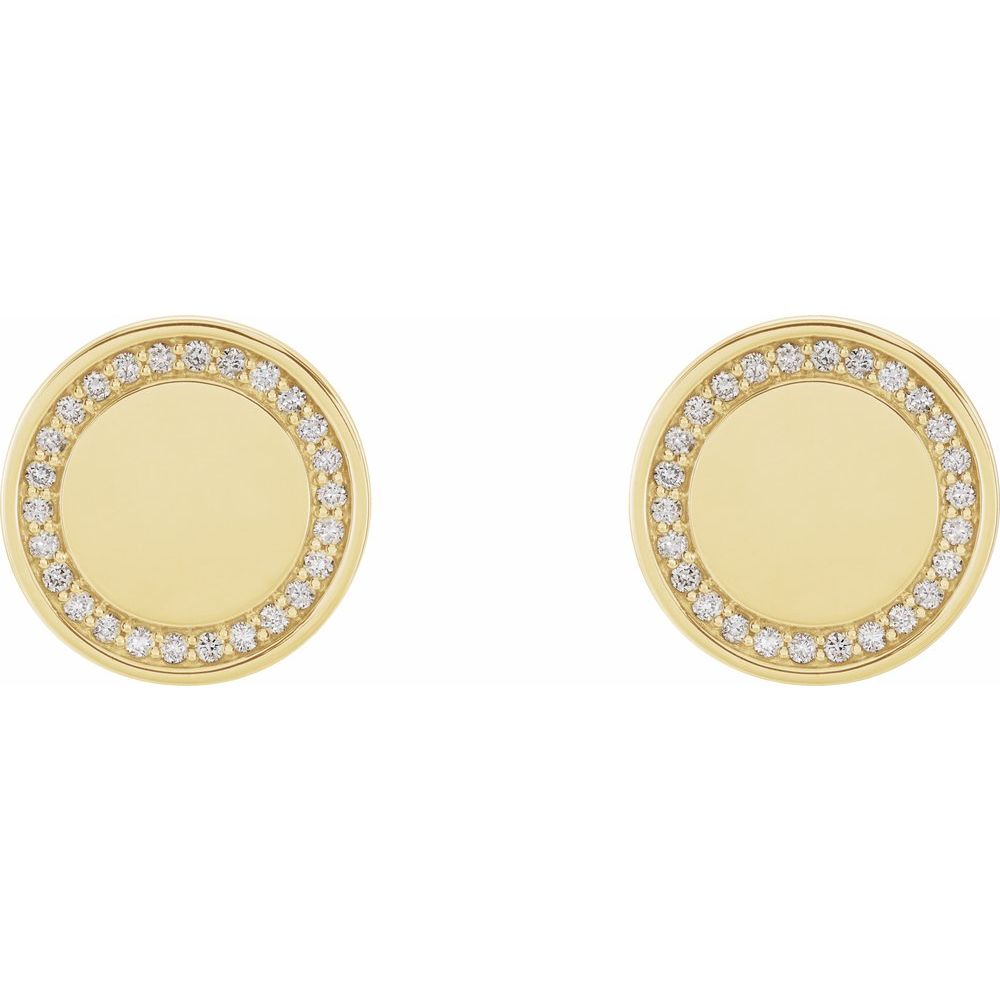 14K Yellow 1/4 CTW Natural Diamond Engravable Earrings