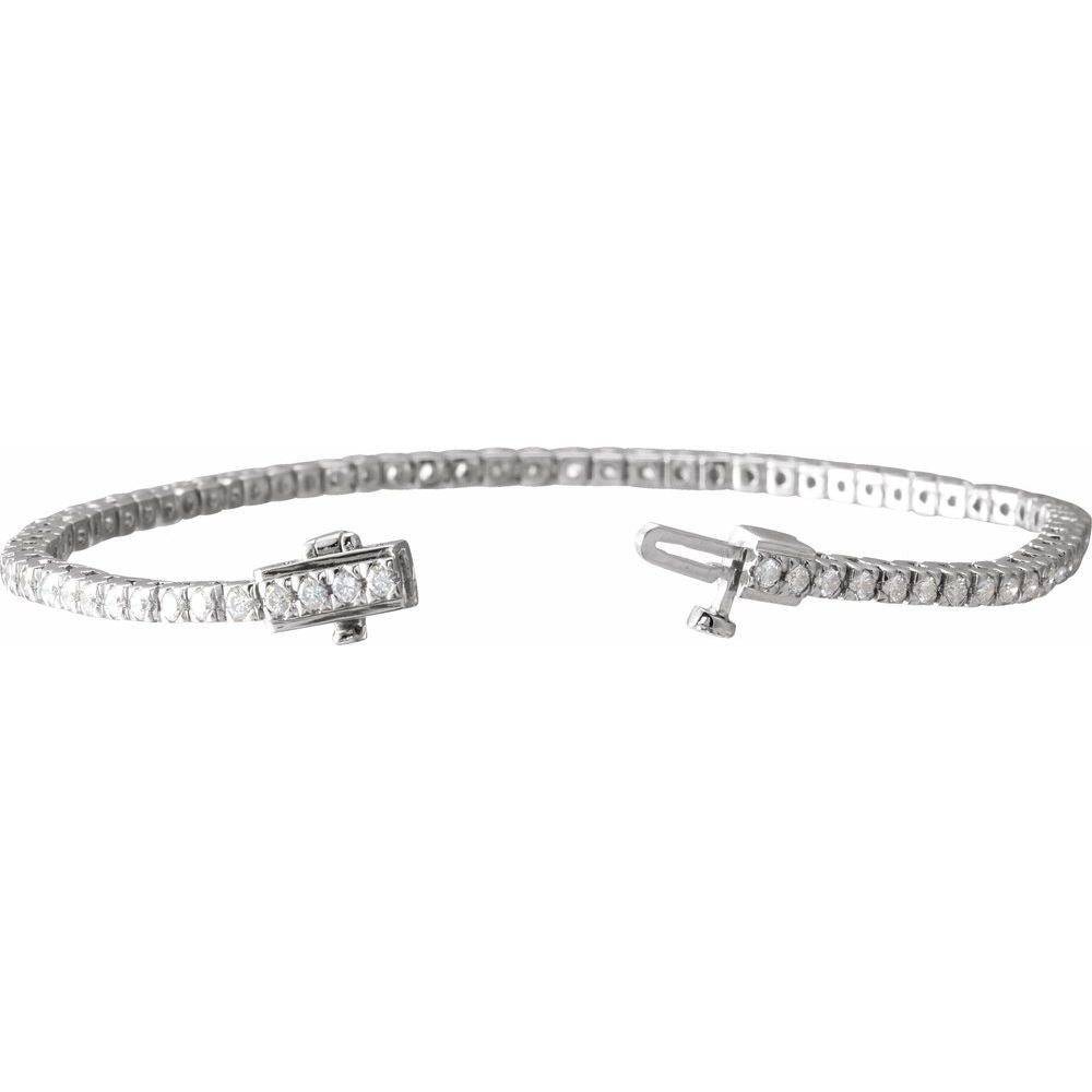 14K White 1 3/4 CTW Natural Diamond Line 7" Bracelet