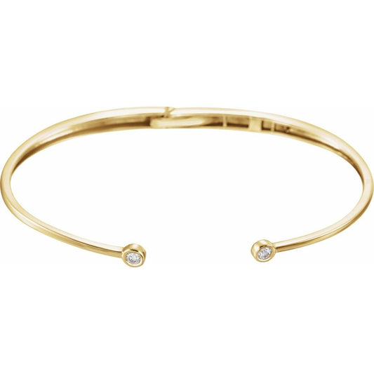14K Yellow 1/6 CTW Natural Diamond Hinged Cuff 7" Bracelet