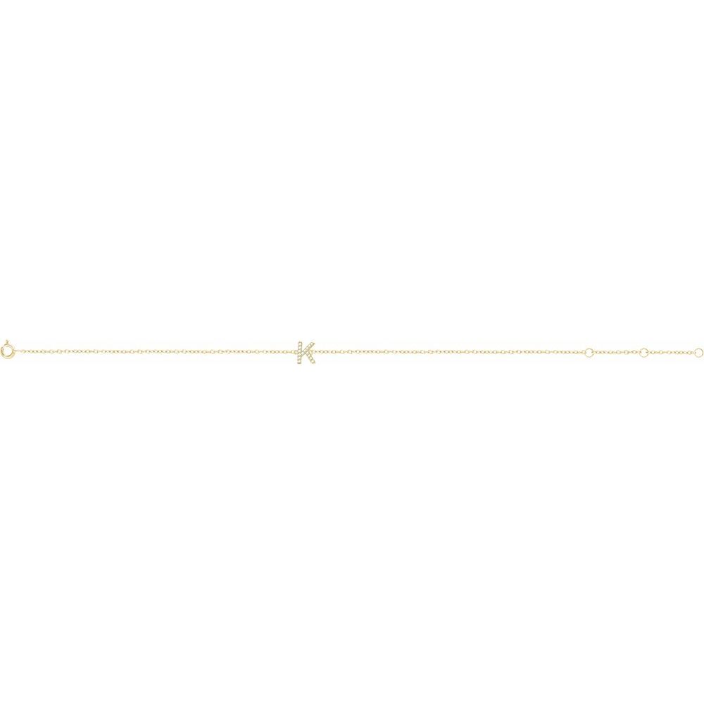 14K Yellow .05 CTW Natural Diamond Initial K 6-7" Bracelet