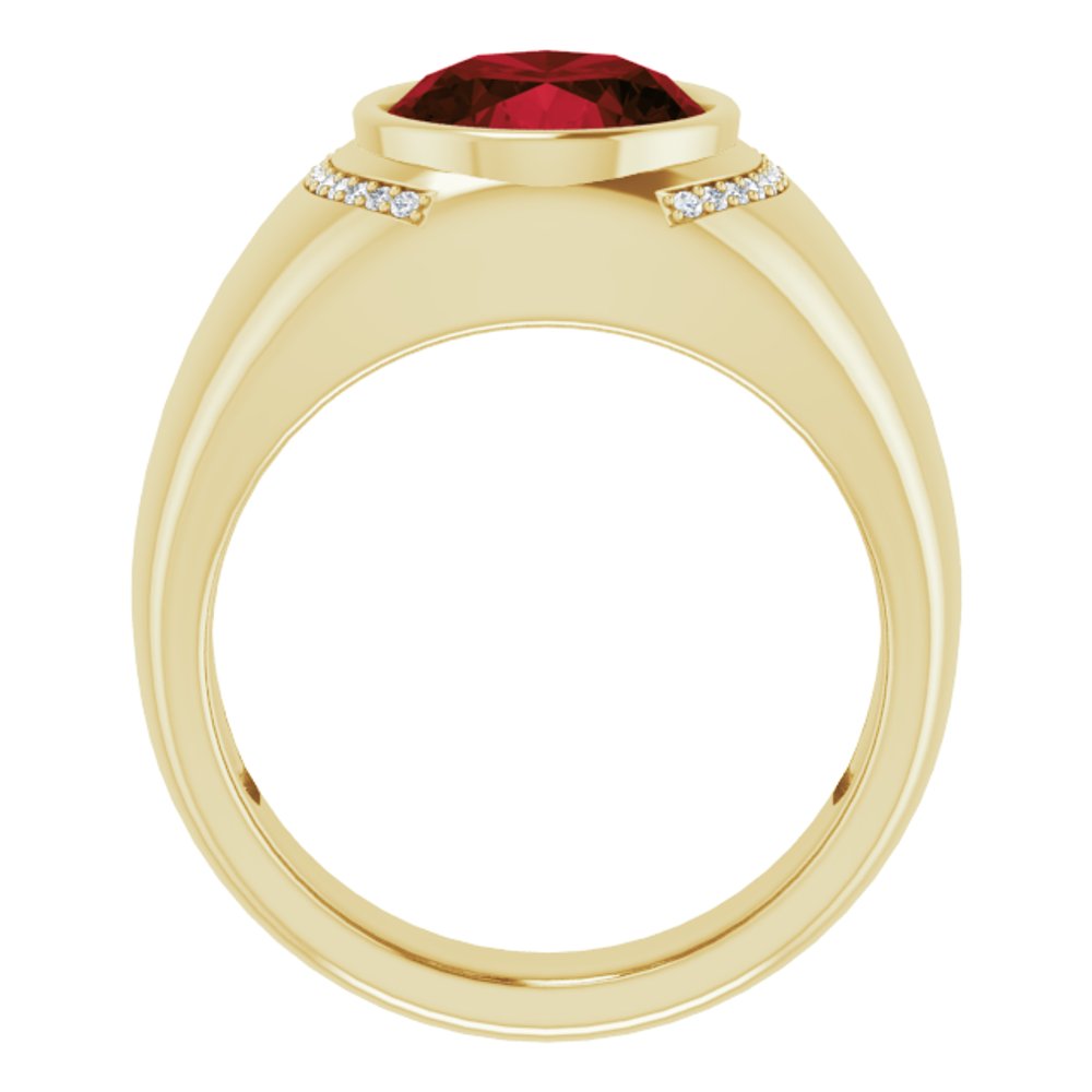 14K Yellow Natural Mozambique Garnet & 1/8 CTW Natural Diamond Ring