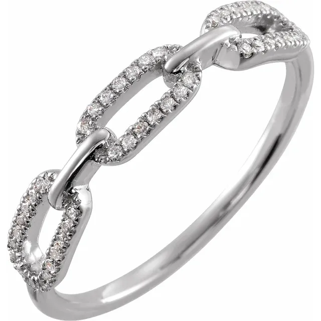 Diamond Set Paper Clip Ring