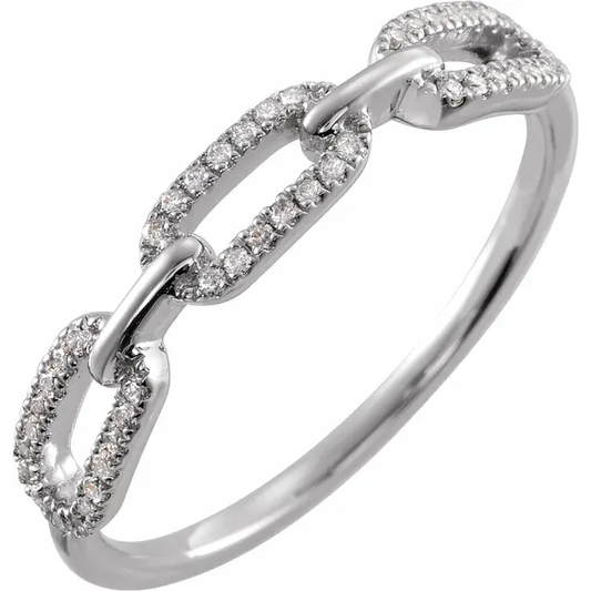 Diamond Set Paper Clip Ring