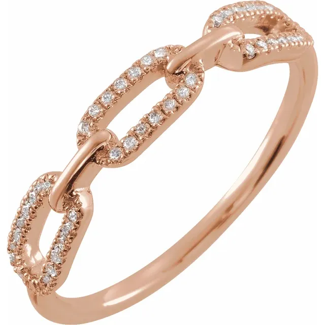 Diamond Set Paper Clip Ring